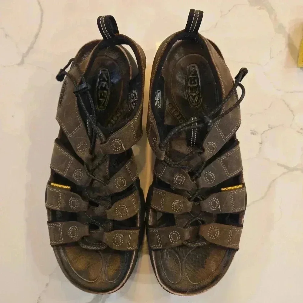 Keen Daytona Mens Leather Waterproof Open Toe Hiking Sandals Brown Size 12